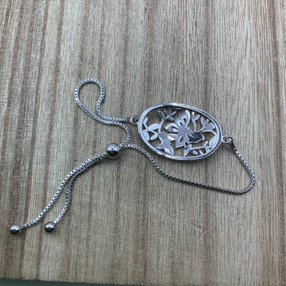 IBB Brillance Marcasite Butterfly Floral Adjustable Slide Bracelet - Picture 4 of 7